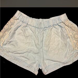 Light Baby Blue line  Shorts with Lace Trim size M